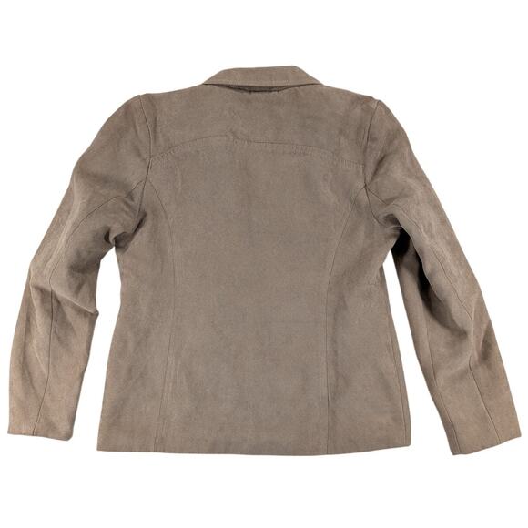 Studio Works Jacket Women's 4p Faux Suede Beige Riding Zip Lined Pockets Classic - Picture 3 of 12